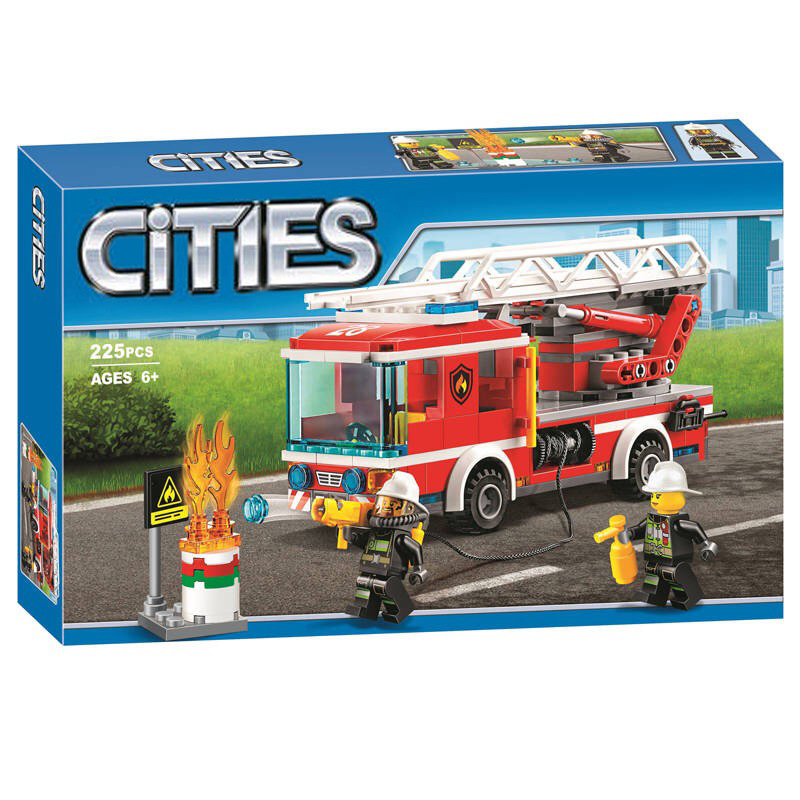 适用智力乐高城市组云梯消防车消防队儿童男孩子拼装益智积木玩具
