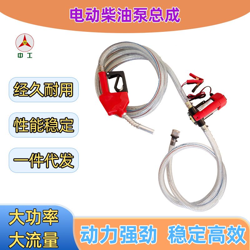 电动自吸抽油泵12v24v柴油泵组套带管带枪总成
