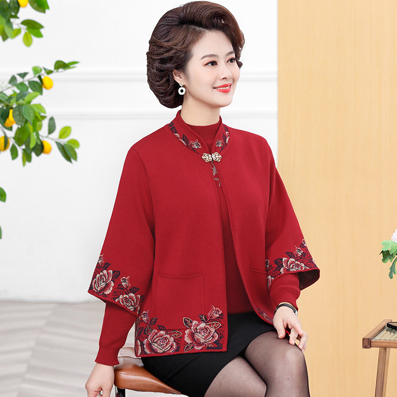 妈妈高贵短款外套中年女装秋装结婚礼服中老年婆婆参加婚宴两件套