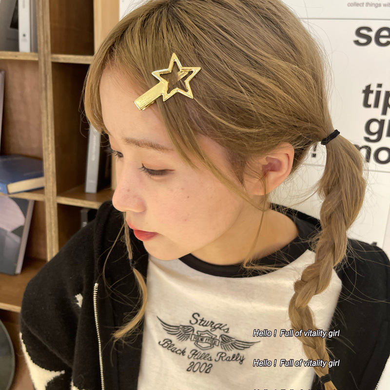 Star Hairpin Five-Pointed Star Hairpin Ins Japanese Side Clip Internet Celebrity Korean Alloy Clip Female Vintage Hair Accessories Handmade