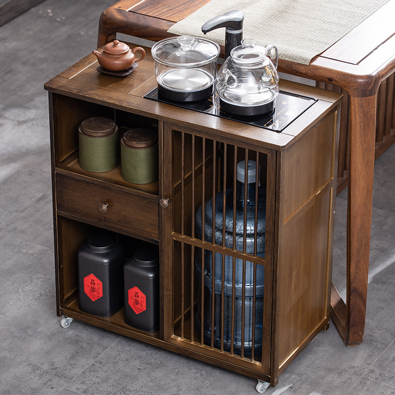 移动茶桌家用小型茶台茶车边柜实木阳台泡茶几烧水一体茶水架柜子