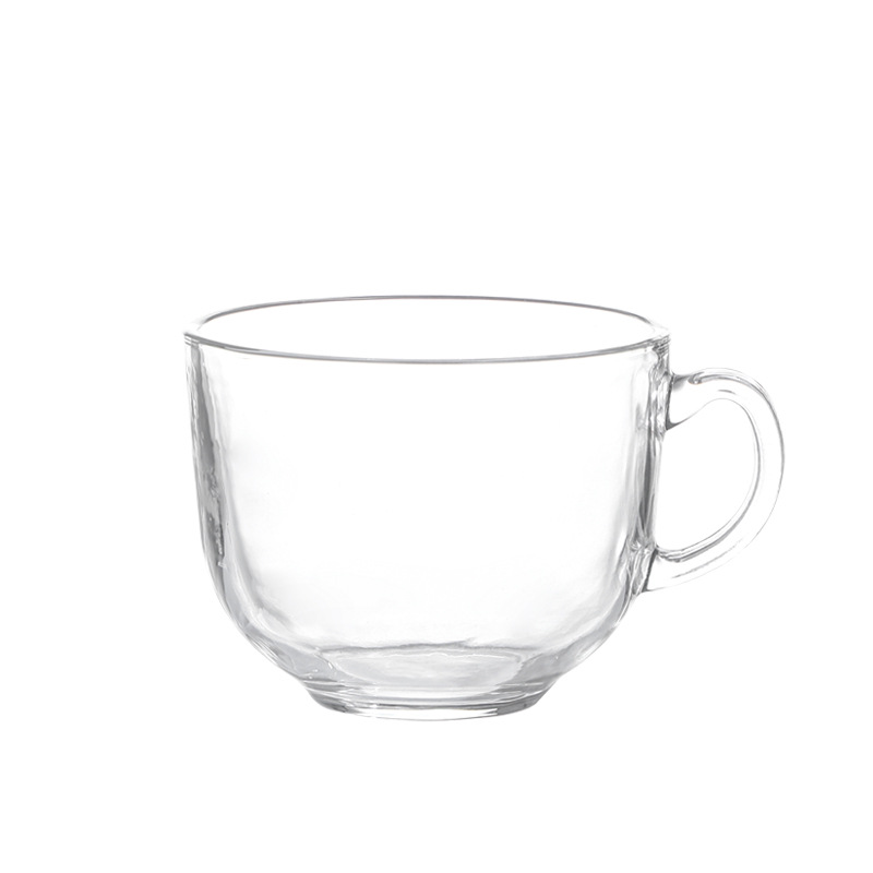 glass cup Handle Brown Daily Glass Gold-Painted Glass Oatmeal Milk Cup Breakfast Cup Continental Coffee Lotus Root Starch Cup Wholesale