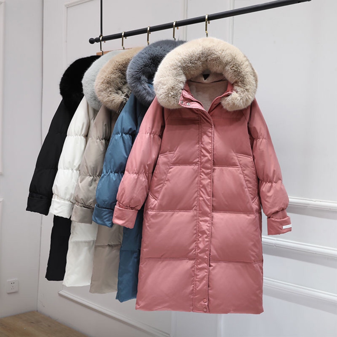 羽绒服女2022年新款韩版宽松休闲90白鸭绒加厚中长款羽绒服外套女