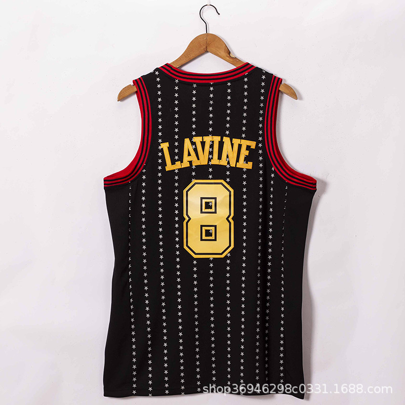 牛队6号卡鲁索白红黑色nba刺绣篮球服背心球衣球裤货源一件代发