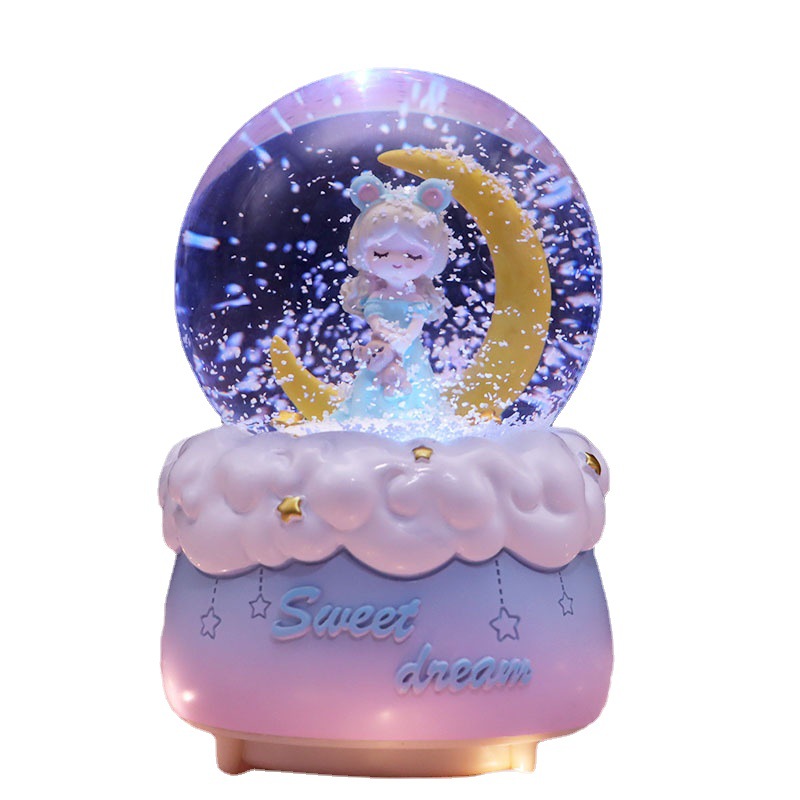 Moon Princess Crystal Ball Music Box Cartoon Ornaments Snow Light Student Creativity Gift Birthday Gift Boutique