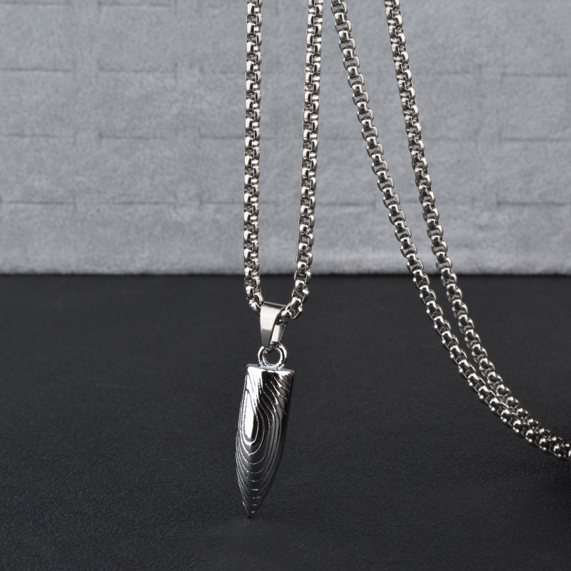 Titanium Steel Necklace Personality Retro Domineering Internet Celebrity Warwolf Same Style Bullet Shell Men's Ornaments Keychain Pendant