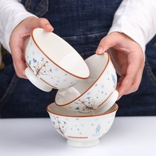 家用碗陶瓷餐具个装欧式简约釉中彩饭碗高脚防烫可微波炉米饭碗