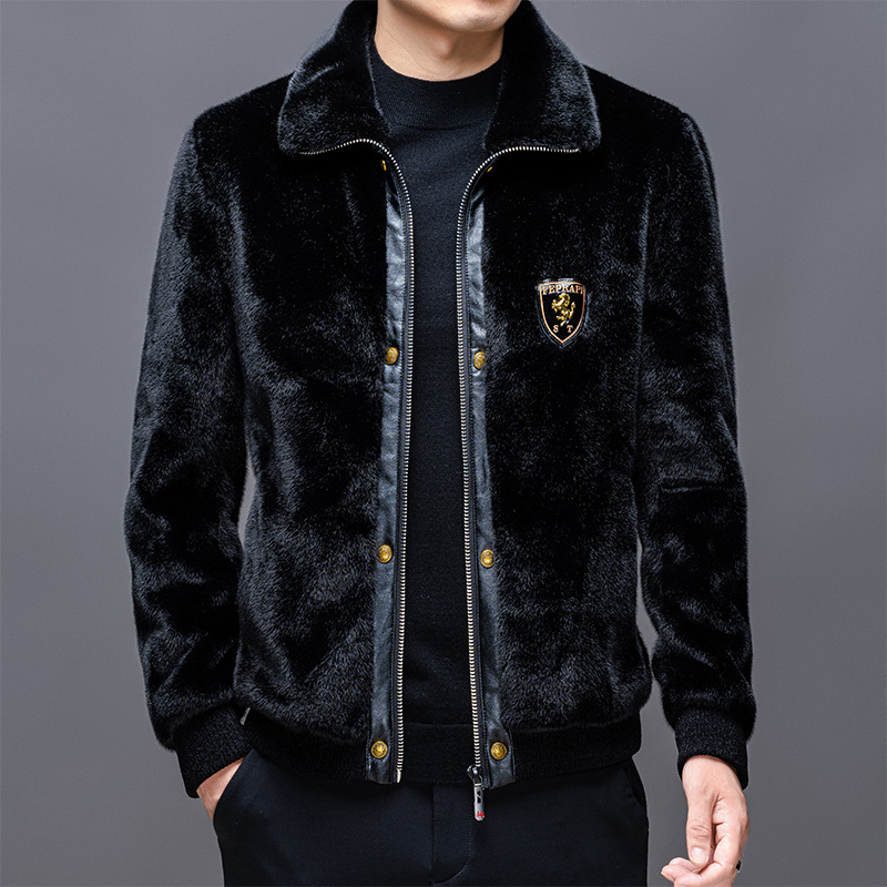 Winter Haining Sable Fur Men's Fur Integrated Autumn and Winter Coat Warm Mink Fur Jacket Casual Fashionable Jacket