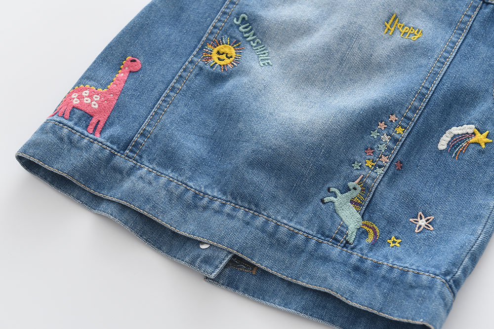 0626-21 2021秋季新款 彩虹小马刺绣 女童水洗牛仔马甲背心