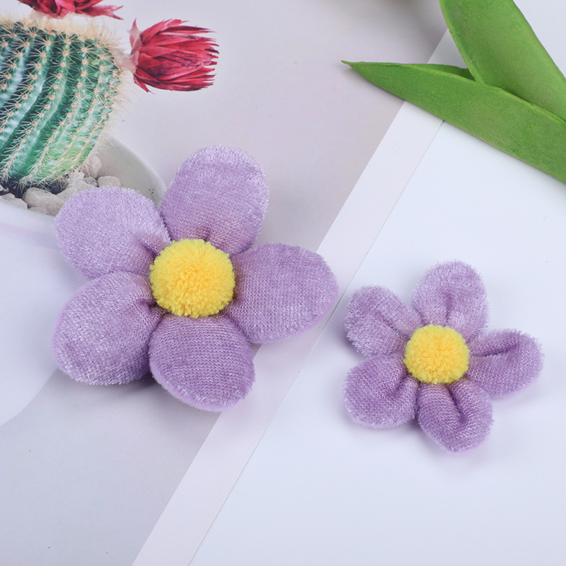 玲娜贝儿金丝绒小花小狐狸毛绒玩具头花五瓣花紫色花朵娃娃配饰装