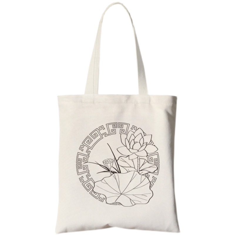 古风彩绘帆布包女花朵环保袋活动空白涂鸦布袋diy手绘帆布袋