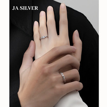 缠绕S925纯银情侣戒指一对男女对戒小众设计感开口刻字指环手饰潮