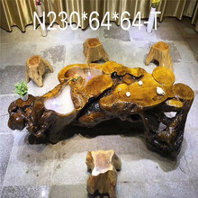 缅甸金丝楠木根雕循环流水可养鱼大茶台 客厅整体自然实木茶桌