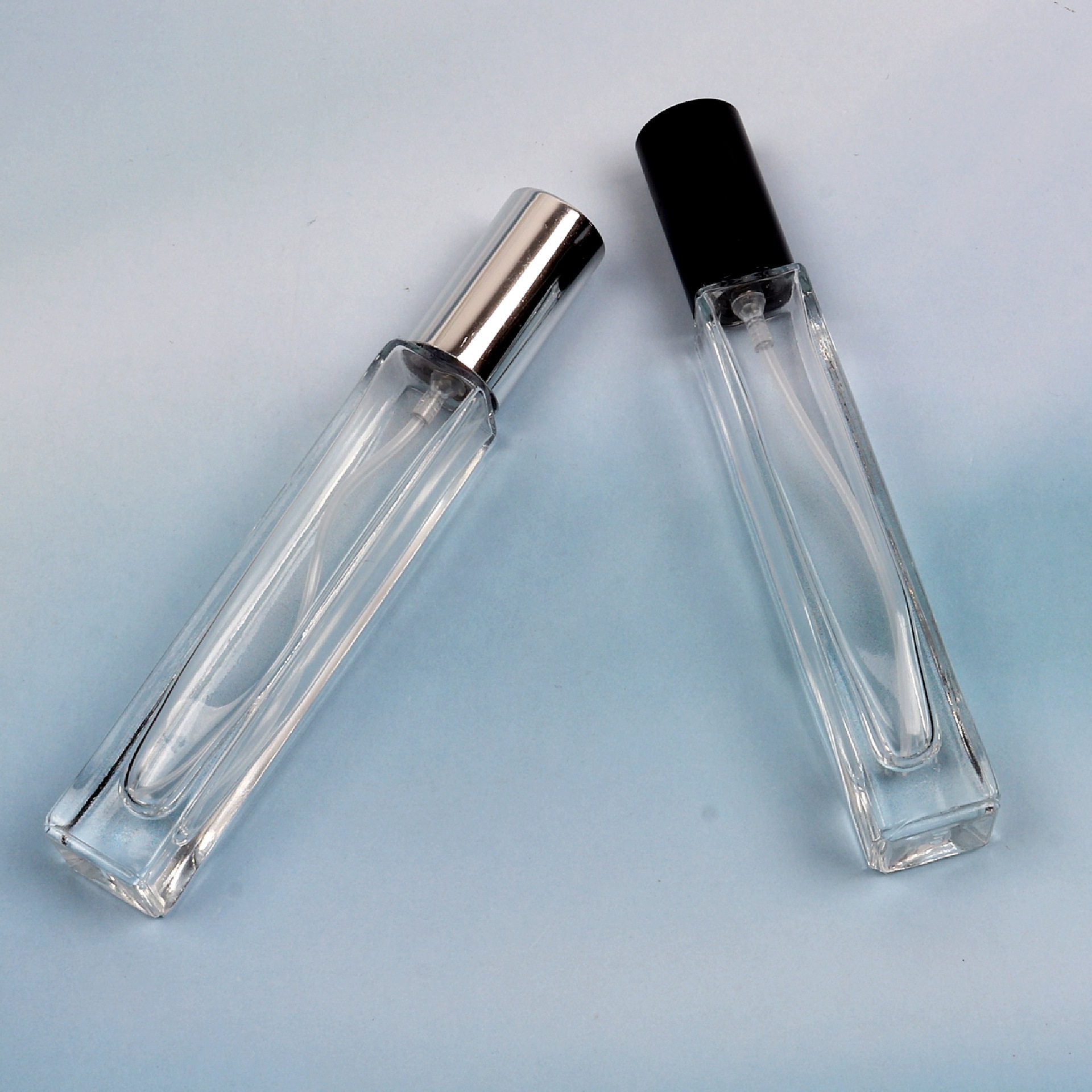 10ml透明长方形玻璃瓶 香水喷雾瓶分装瓶 配电化铝喷盖 工厂现货