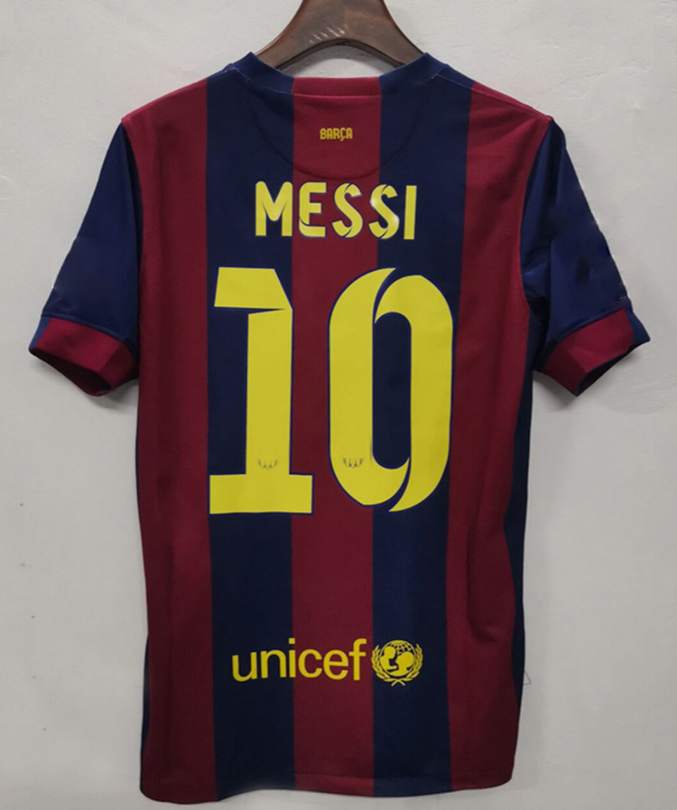 1415巴萨主场球衣经典复古巴塞罗那10号梅西6号哈维足球服