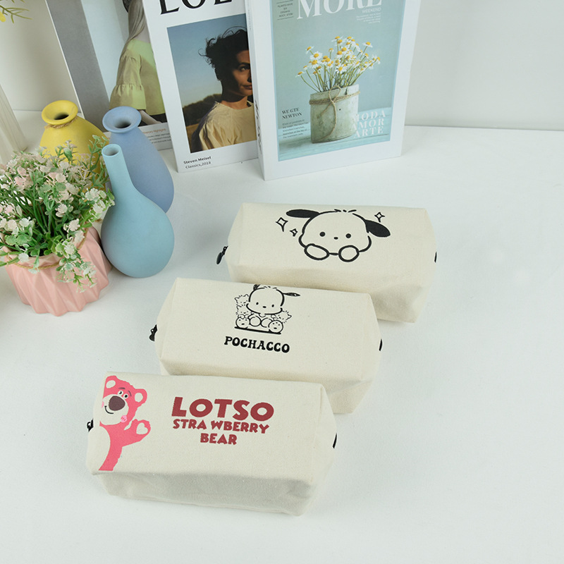 Pacha Dog Good-looking Korean Japanese Japanese Ins Large Capacity Canvas Student Pencil Case Stationery Case Factory Wholesale