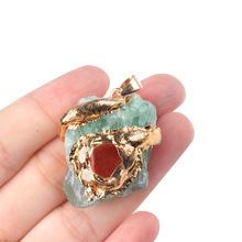 1680-20~40mm超大鎏金水晶原石吊坠多色水晶石不规则项链饰品配件