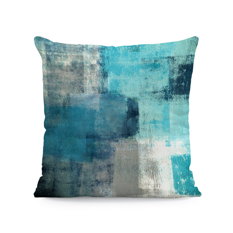 [Clothes] Blue Gray Abstract Art Pillowcase Gallery Throw Pillow Cushion Cover Bedroom Sofa Living Room