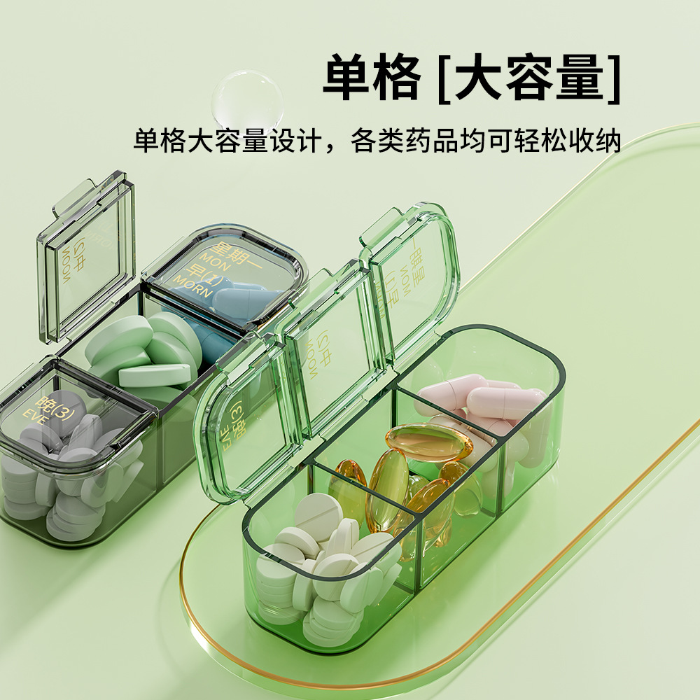 New Light Luxury European-Style 21-Grid Pill Box for a Week Medicine Storage Box Pills for a Week Compartment Pill Box More Pills