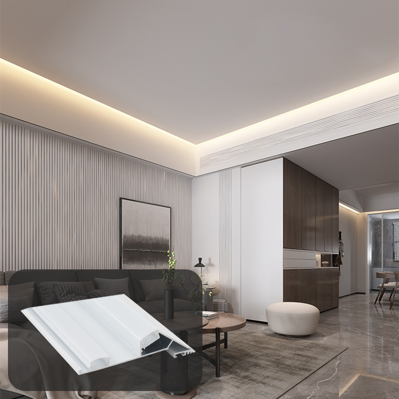 薄如蝉翼斜面灯槽度漫反射柔光悬浮吊顶客厅回形顶洗墙线条灯带批