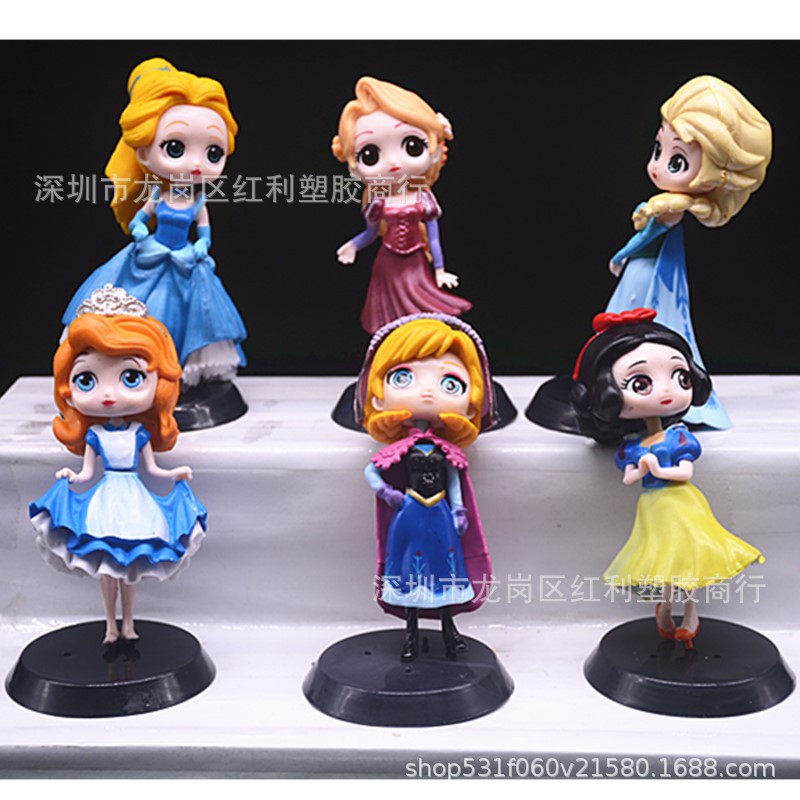 Q Version 6 Princess Aisha Anna Long Hair Snow White Beier Doll Garage Kit Decoration Cake Decoration Toy Anime