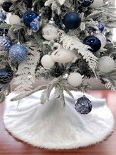 圣诞树裙 毛绒树裙纯白色长毛地毯围裙雪地棉圣诞树装饰底座亮片