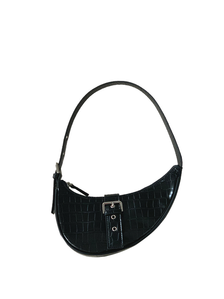 Korean Style Spring and Summer New Women's Bag Fashion Black Crocodile Pattern Shoulder Underarm Bag All-Match Fashion Handbag