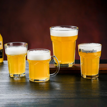 比利时Hoegaarden福佳白啤酒杯大六角杯创意六角把手玻璃杯logo