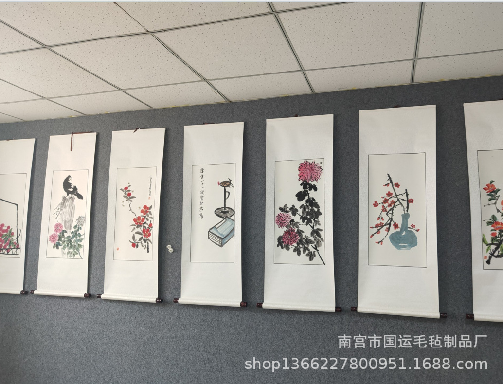 磁性毛毡墙国画书画书法教学展示作品挂画磁力铁皮毛毡墙自粘