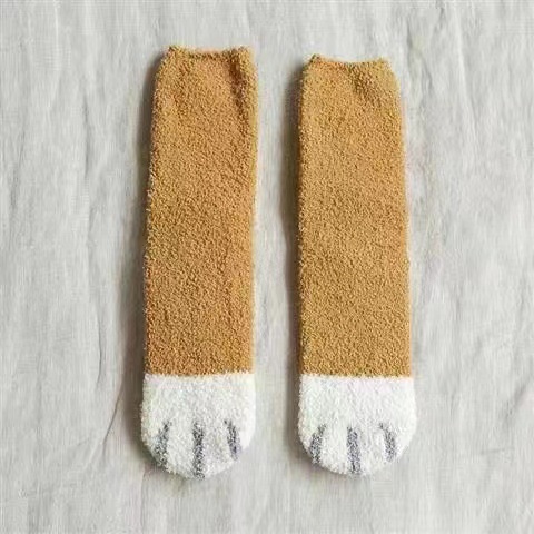 Coral Fleece Socks Women's Autumn and Winter Fleece-Lined Thickening Towel Room Socks Mid-Calf Length Maternity Socks Warm Sleeping Socks