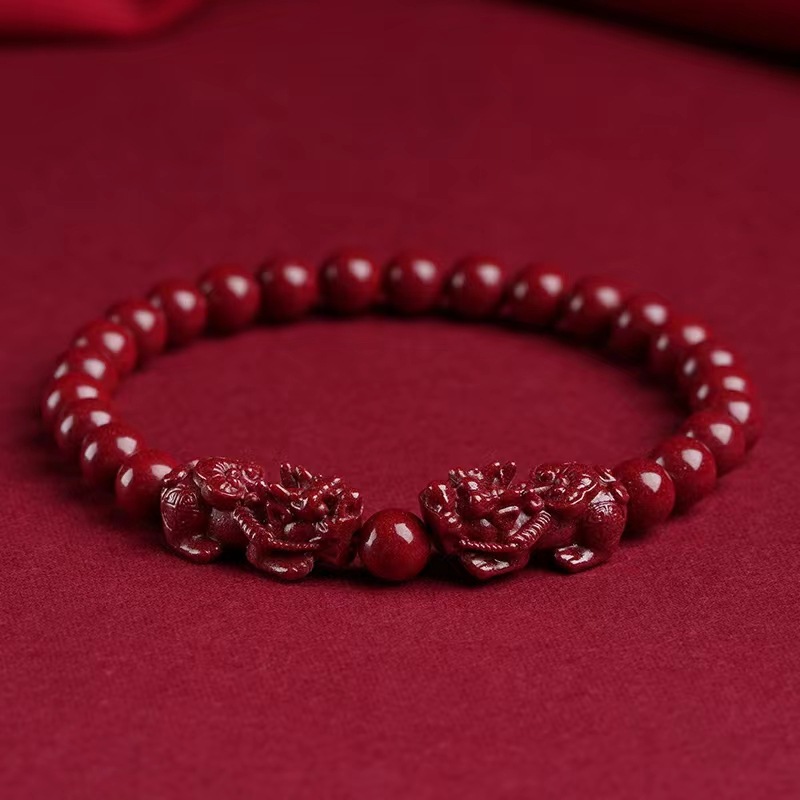 天然紫金朱砂手串貔貅手链女黄金转运珠男士本命年护身符原石情侣