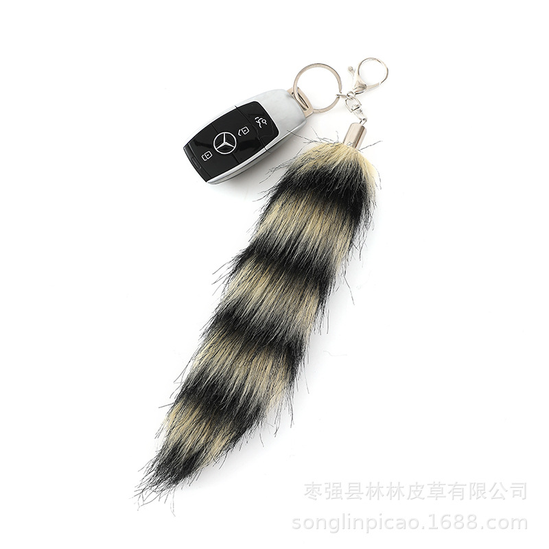 人造毛狐狸尾巴钥包包挂件毛绒汽车钥匙扣cos道具皮草饰品配件