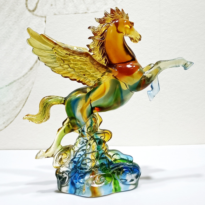 琉璃飞马摆件天马行空琉璃工艺品 马到功成琉璃摆件礼品腾洪琉璃