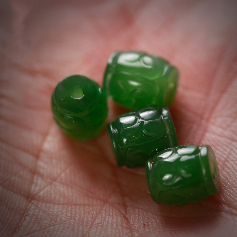 和田玉碧玉回纹桶珠款 diy隔珠散珠顶珠腰珠手链佛珠配饰串珠