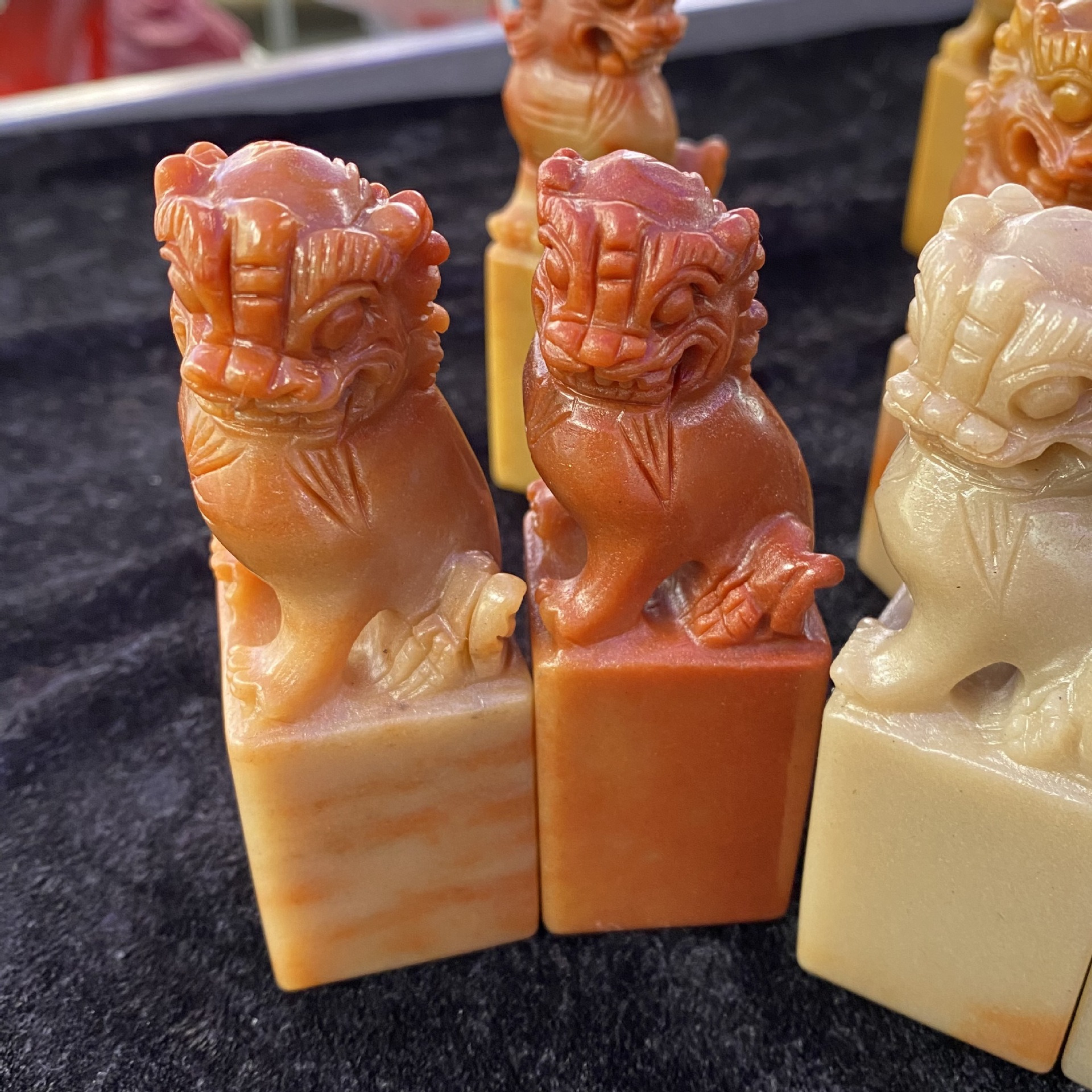 新疆金丝玉狮子印章 寿山石玉印戈壁料彩玉狮子印章玉玺书画刻字