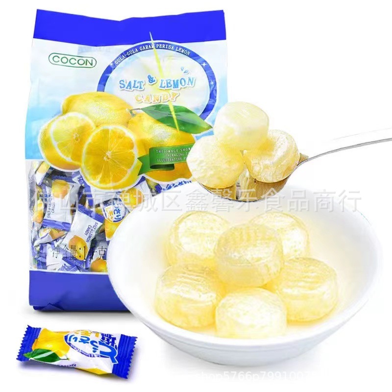 批发马来西亚cocon可康咸柠檬糖水果糖休闲零食婚庆喜糖硬糖1000g