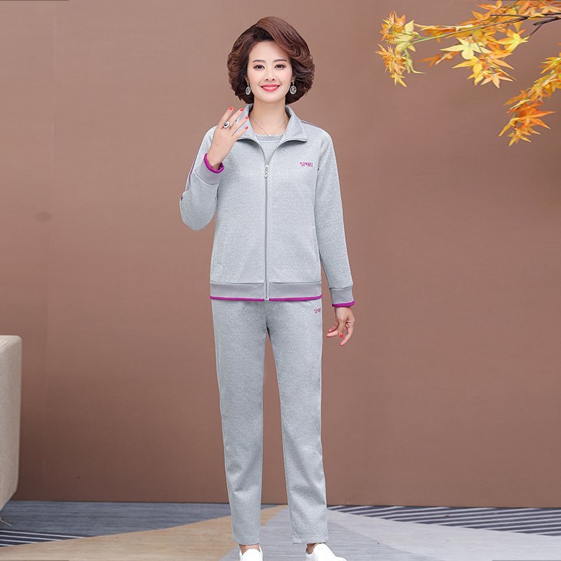 2023新款秋季妈妈休闲运动服套装洋气中老年女装时尚春秋装三件套
