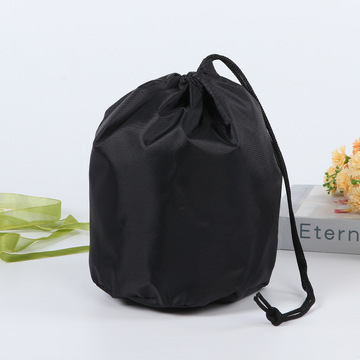 抽拉绳束口袋运动球鞋防尘黑色收纳袋可折叠纯色化妆品涤纶布袋