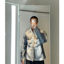 YProject人体条纹渐变腹肌3D视觉数码印花牛仔夹克男女潮牌短外套