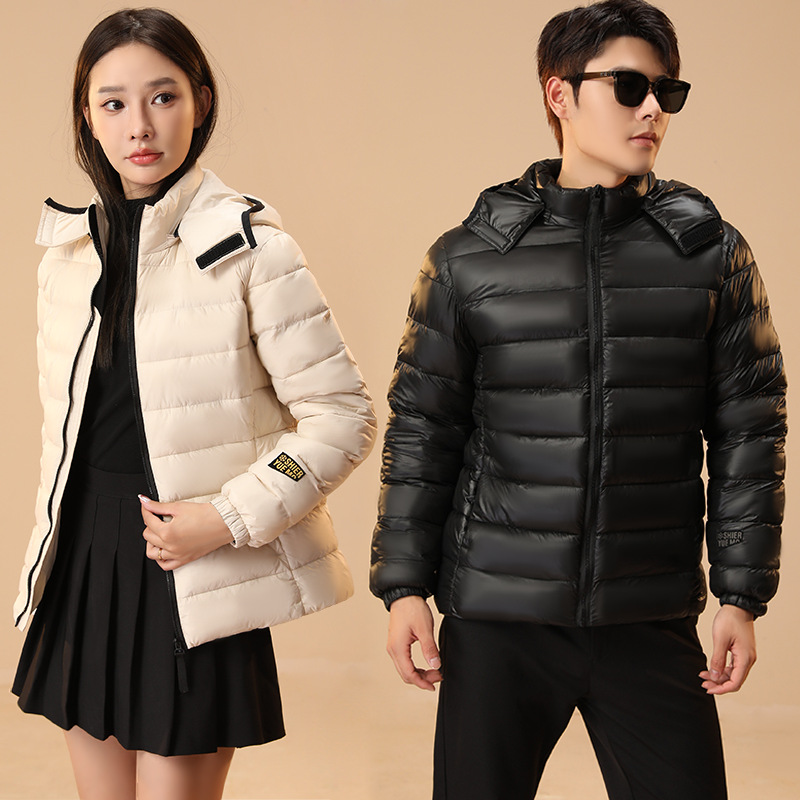 秋冬新款黑金棉衣女轻薄棉服男女同款情侣宽松连帽棉袄保暖外套