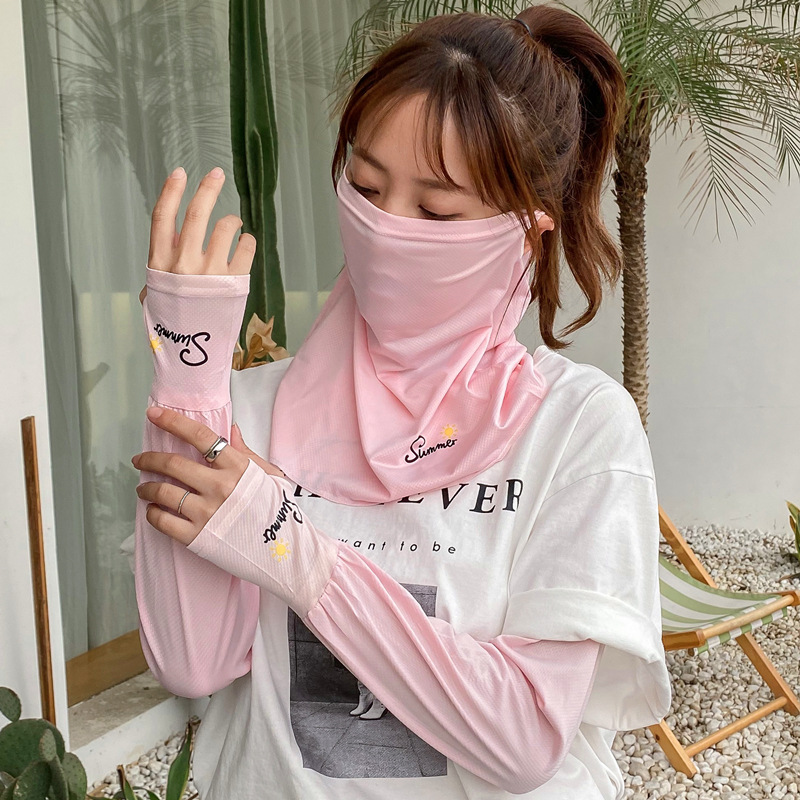 防晒口罩2021新款夏季防紫外线凉爽透气护颈围脖骑行提花冰丝面罩