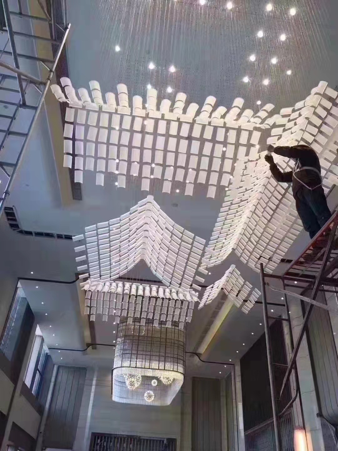 定制玻璃屋檐房顶造型灯售楼部沙盘酒店大堂会所房子水晶灯具