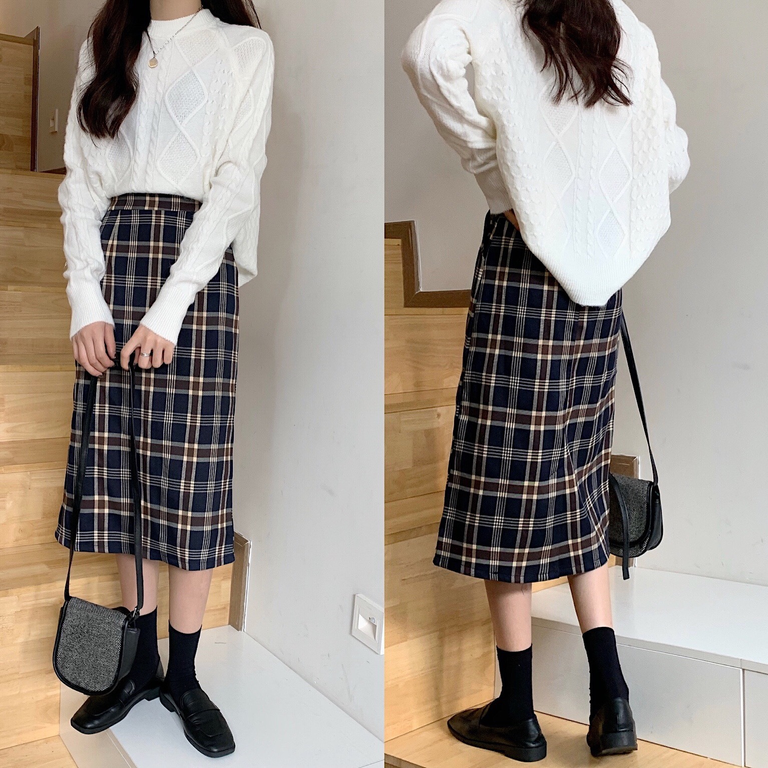秋冬短裙半身裙 格子