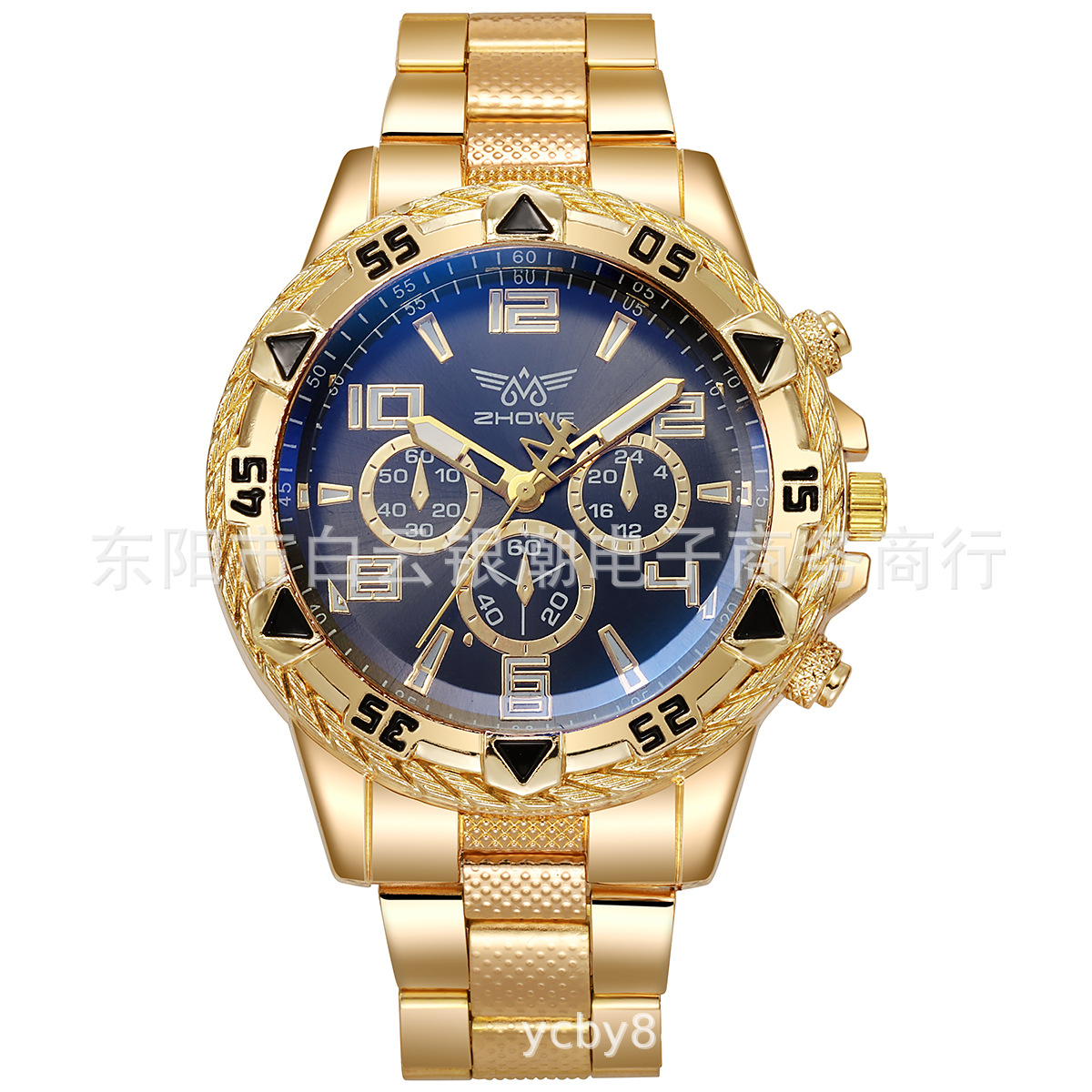 New Products in Stock Yellow Gold Men's Watch Large Dial Men's Watch Middle East Popular Luminous Non-Waterproof Steel Belt Men's Hand