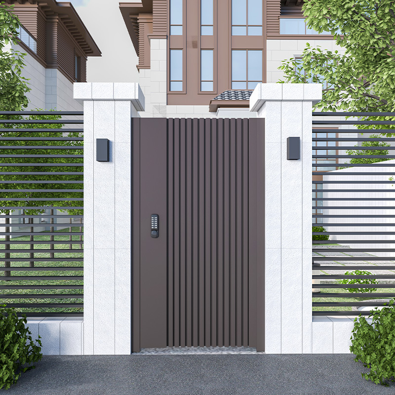 不锈钢庭院门铝艺别墅入户单双开门农村栅栏院墙铁艺百叶大门