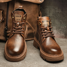 马丁靴男士复古2024新款加绒增高英伦风冬季工装高帮中帮皮鞋