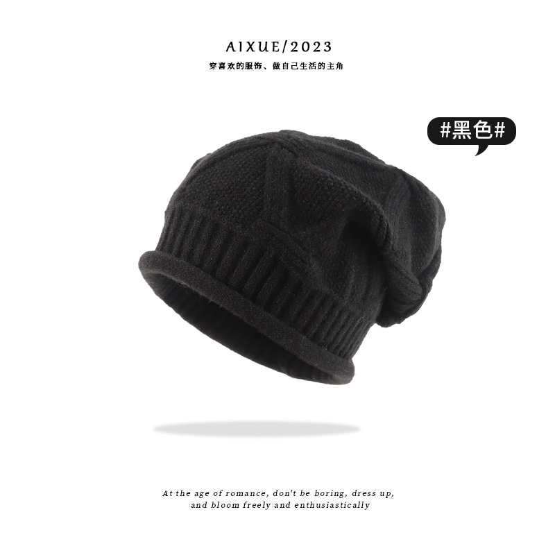 Foreign Trade New Warm Male and Female Stripes Wool Knitted European and American Hat Pullover Bucket Hat Hiphop Pile Heap Cap Female