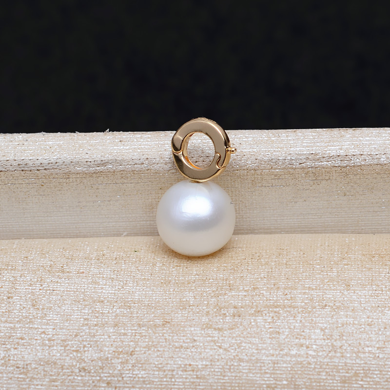 卡扣活动项坠au750黄金吊坠g18k金4823扣头挂坠7-10珍珠diy配件托