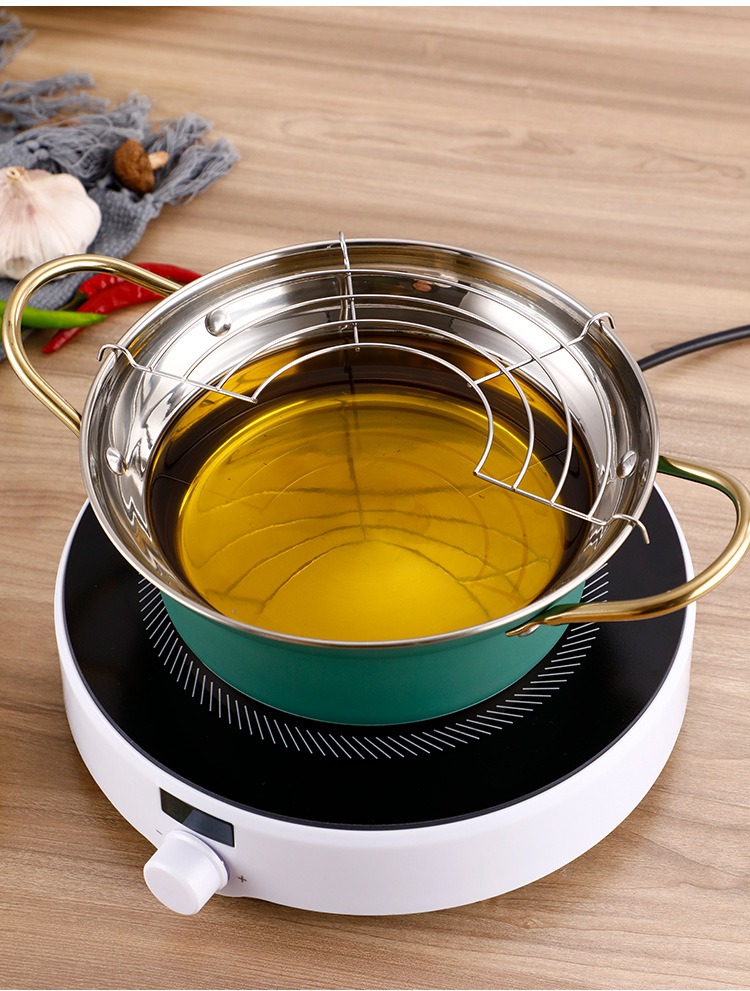 304油炸锅家用小炸锅省油日式迷你小型电磁炉燃气通用煎炸油锅
