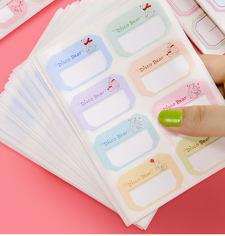 彩色姓名贴学生手写空白名字贴纸分类不干胶标签纸学习用文具现货